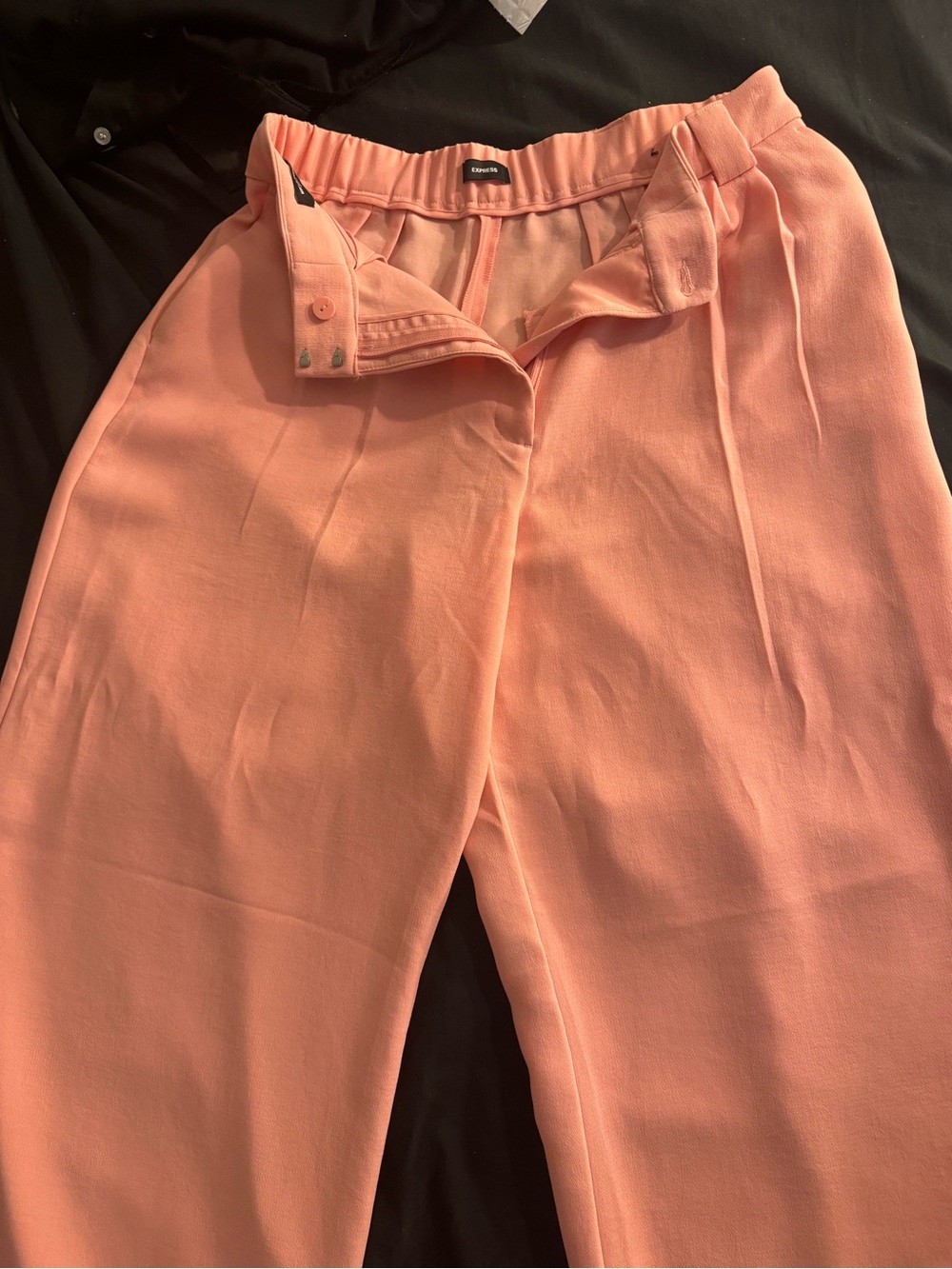 Express Peach High-Rise Pleated Wide-Leg Trousers